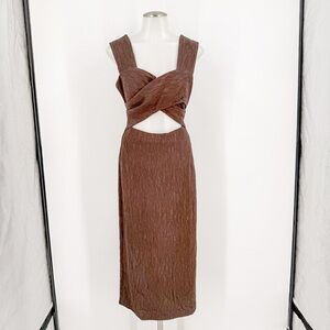 Chic Brown Cut-Out Midi Dress